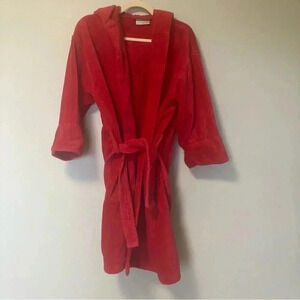 Mirko 100%  natural cotton red bathrobe with hood S/M